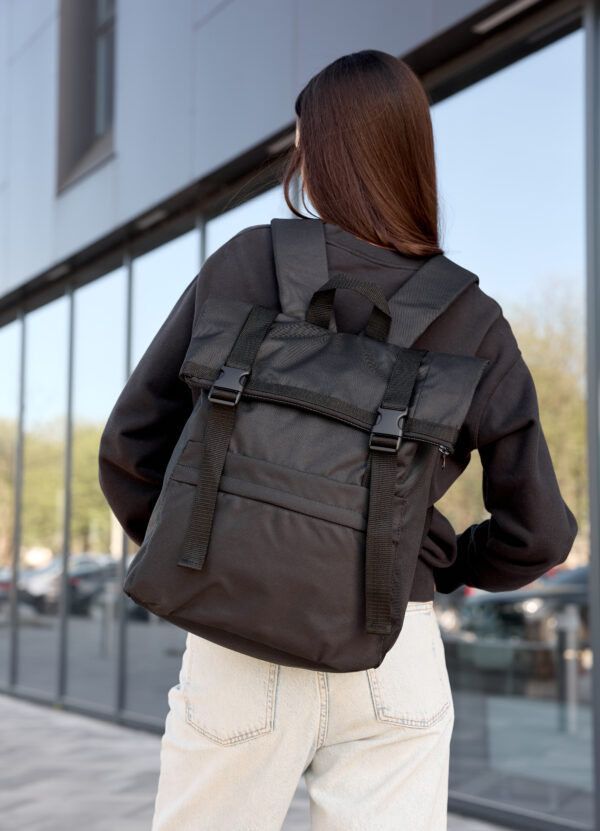 Женский рюкзак роллтоп Sambag RollTop Milton тканевый черный