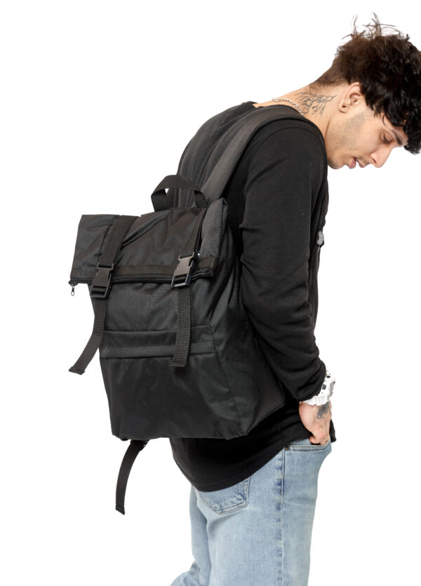 Мужской рюкзак Sambag RollTop Milton черный тканевый