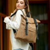 Женский рюкзак роллтоп Sambag RollTop Milton коричневый тканевый
