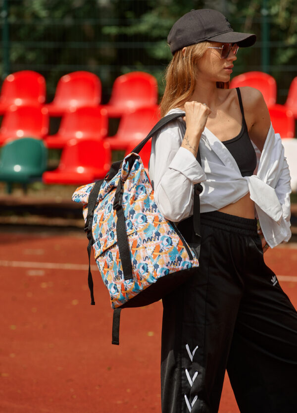 Рюкзак жіночий RollTop Milton чорний з принтом