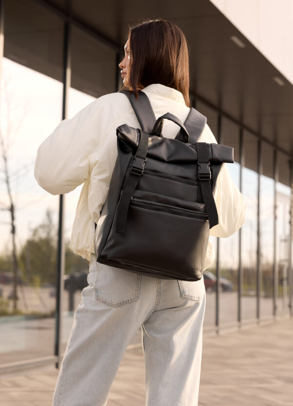 Рюкзак жіночий для ноутбука Sambag RollTop чорний