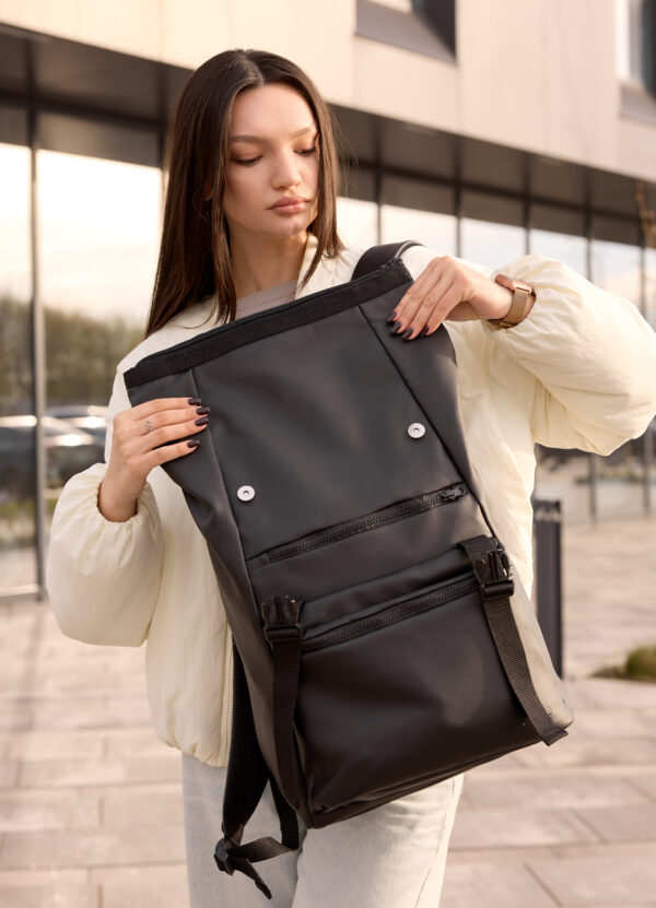 Рюкзак жіночий для ноутбука Sambag RollTop чорний