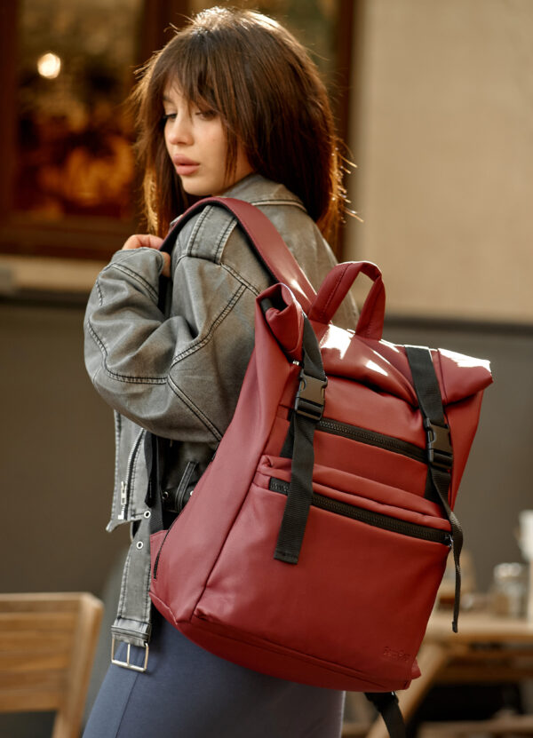 Рюкзак роллтоп жіночий для ноутбуку Sambag RollTop LTT бордо