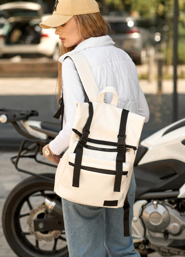 Женский рюкзак роллтоп для ноутбука Sambag RollTop LTT белый