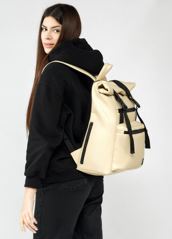 Рюкзак роллтоп жіночий для ноутбука Sambag RollTop молочний
