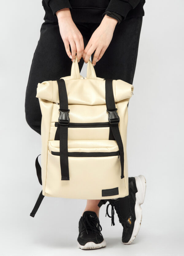 Рюкзак роллтоп жіночий для ноутбука Sambag RollTop молочний