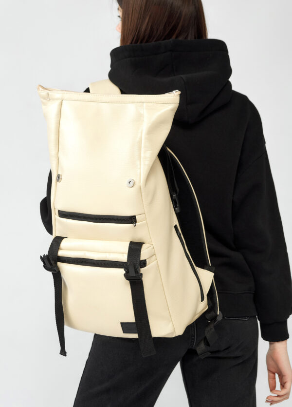 Рюкзак роллтоп жіночий для ноутбука Sambag RollTop молочний