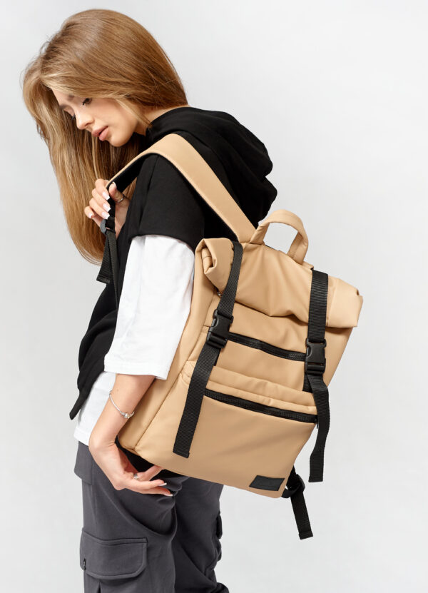 Рюкзак жіночий для ноутбуку Roll Top LTT бежевий