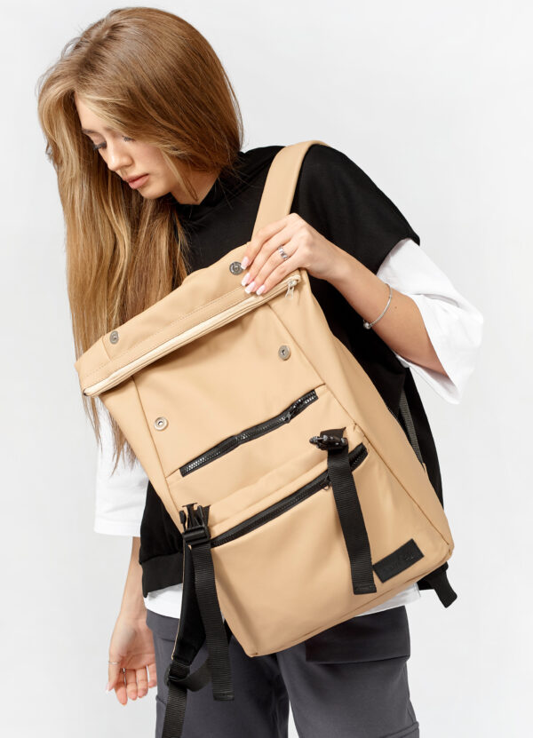 Рюкзак жіночий для ноутбуку Roll Top LTT бежевий