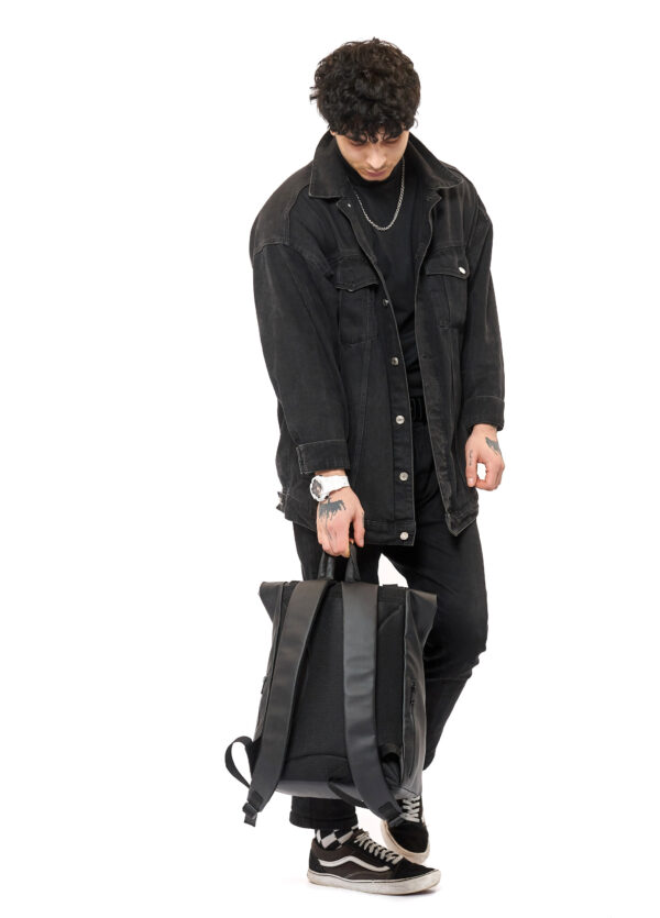 Рюкзак роллтоп чоловічий Sambag RollTop LTH чорний з прапором України