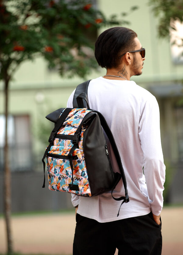 Рюкзак чоловічий Sambag RollTop Zard чорний з принтом