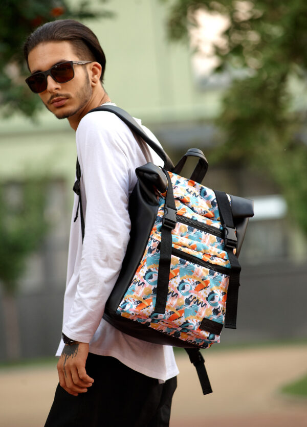 Рюкзак чоловічий Sambag RollTop Zard чорний з принтом