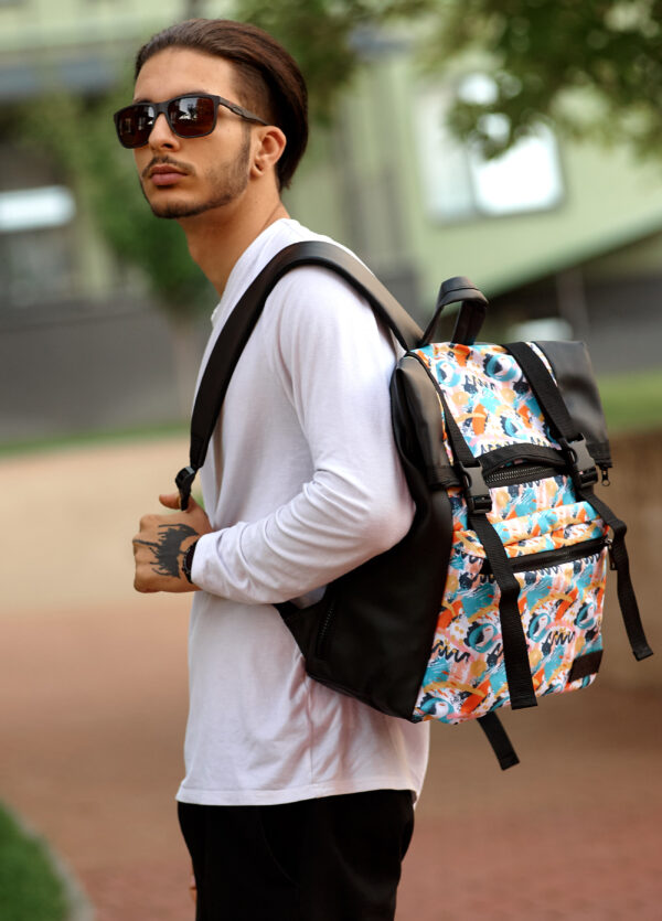 Рюкзак чоловічий Sambag RollTop Zard чорний з принтом