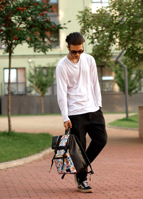 Рюкзак чоловічий Sambag RollTop Zard чорний з принтом