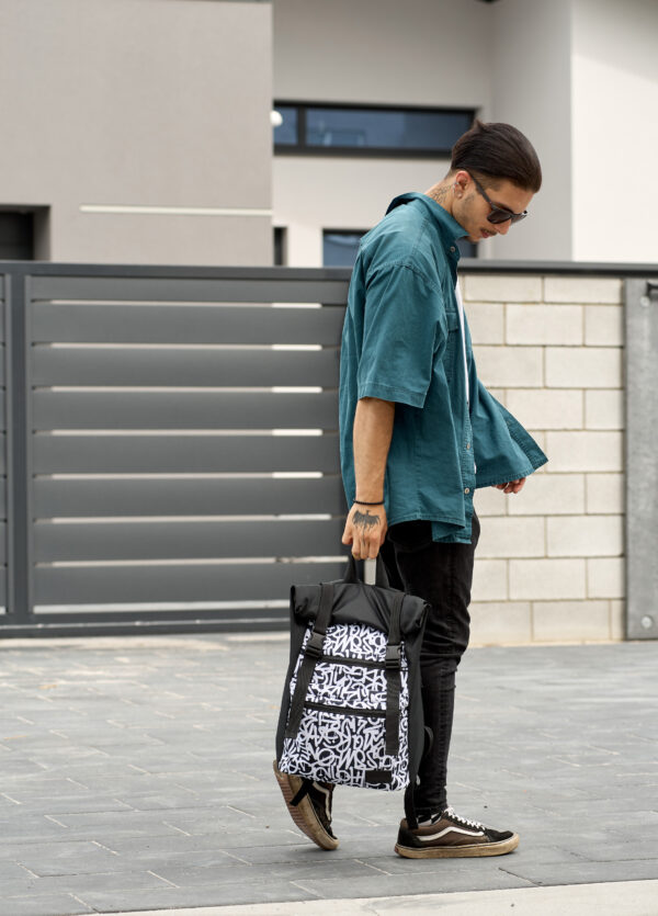 Рюкзак чоловічий Sambag RollTop ZARD чорний з принтом