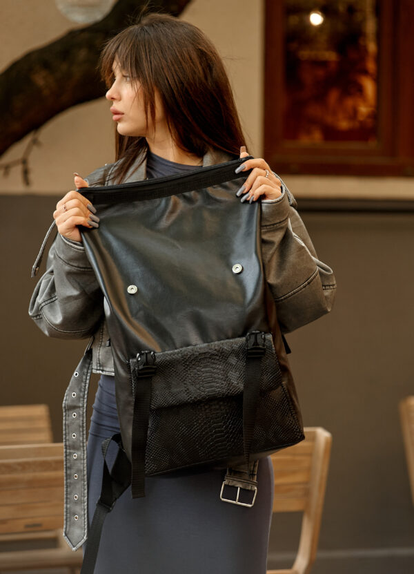Рюкзак роллтоп жіночий RollTop Milton крокодил чорний