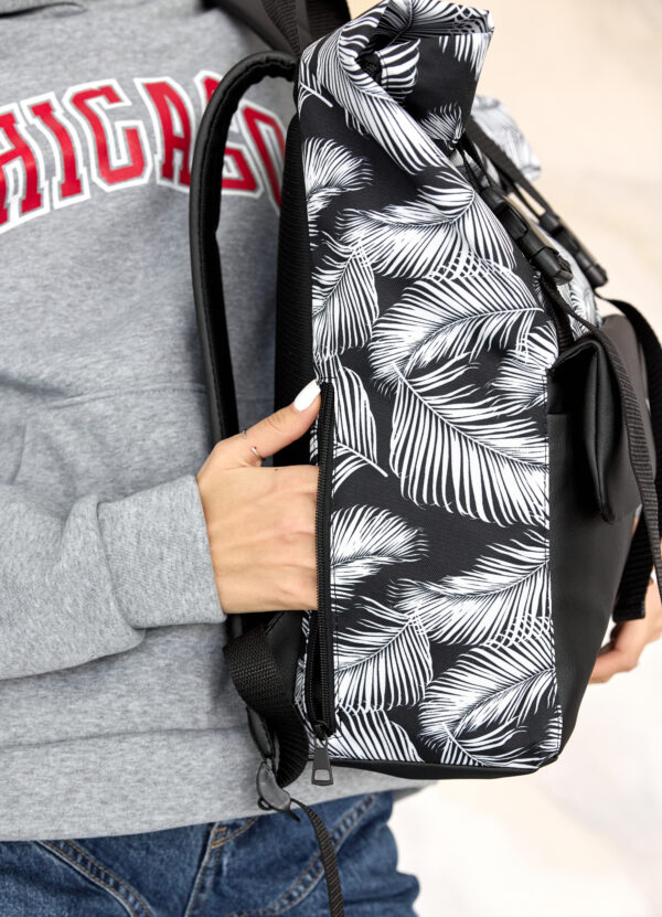 Рюкзак роллтоп жіночий RollTop Milton чорний з принтом