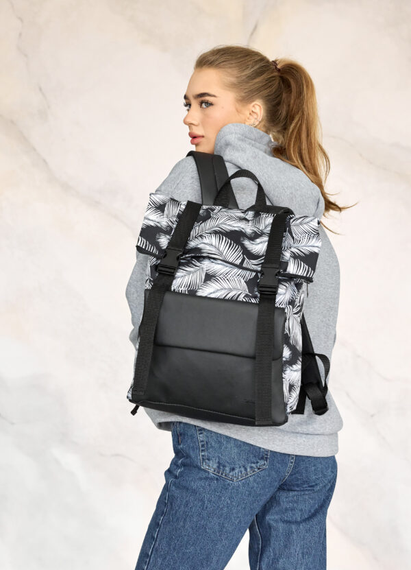 Рюкзак роллтоп жіночий RollTop Milton чорний з принтом