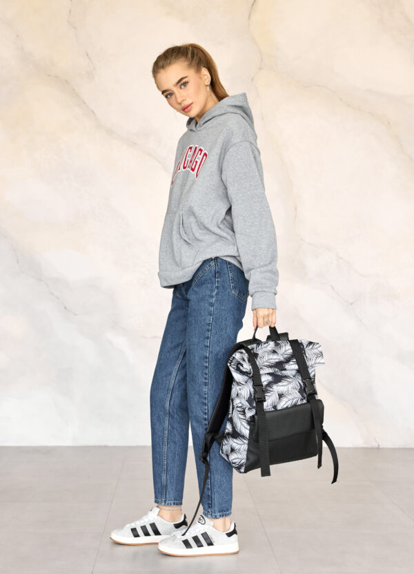 Рюкзак роллтоп жіночий RollTop Milton чорний з принтом