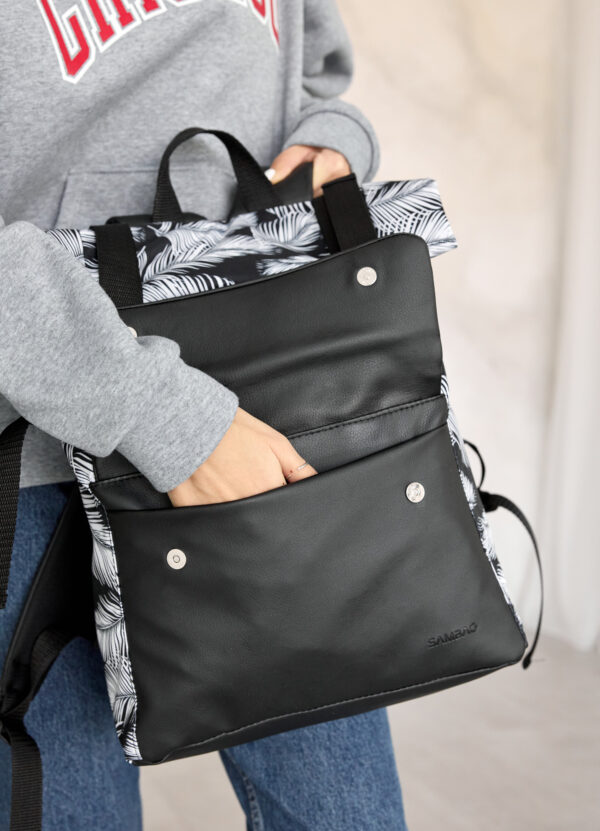 Рюкзак роллтоп жіночий RollTop Milton чорний з принтом