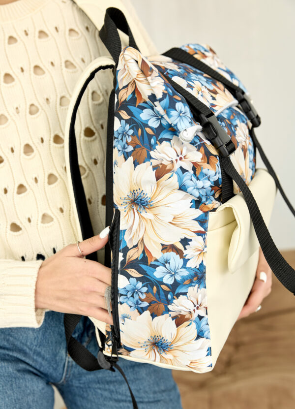 Рюкзак роллтоп жіночий RollTop Milton з принтом молочний