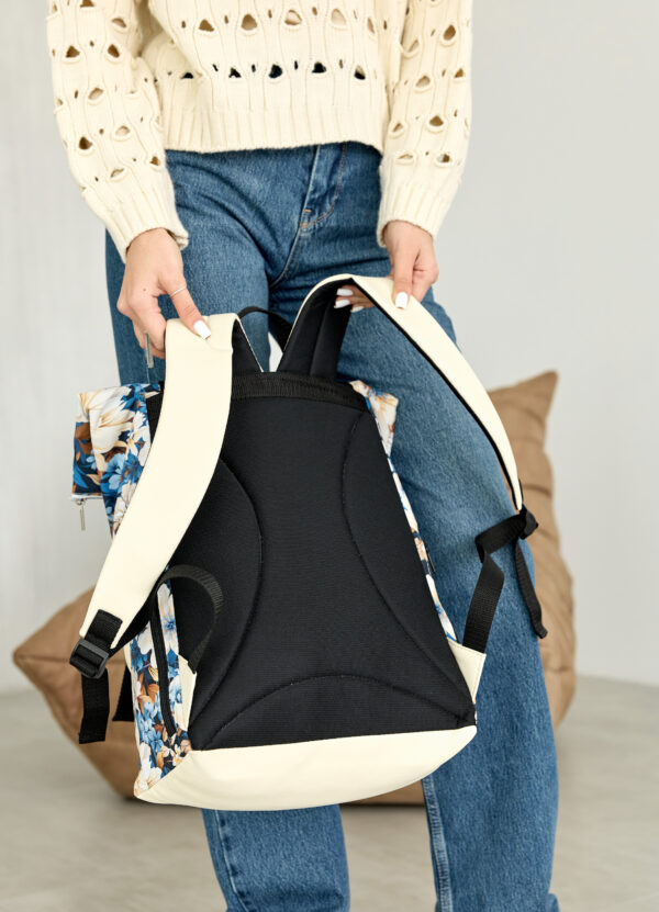 Рюкзак роллтоп жіночий RollTop Milton з принтом молочний