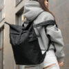 Рюкзак роллтоп жіночий Sambag RollTop KZN тканинний чорний
