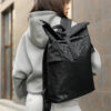 Рюкзак роллтоп жіночий Sambag RollTop KZN тканинний чорний