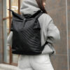 Рюкзак роллтоп жіночий Sambag RollTop KZN тканинний чорний