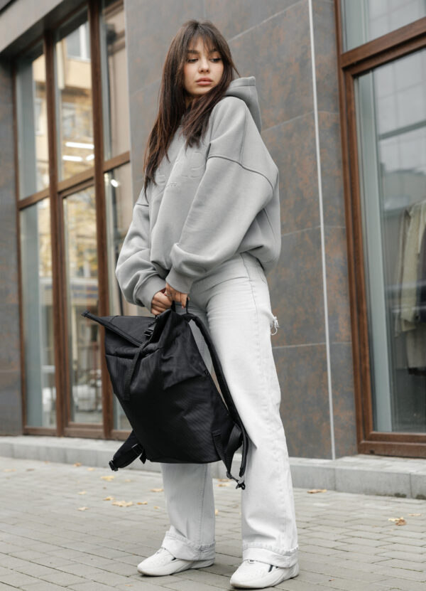 Рюкзак роллтоп жіночий Sambag RollTop KZN тканинний чорний