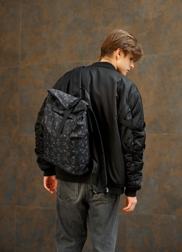 Мужской рюкзак роллтоп Sambag RollTop KZN черный принт