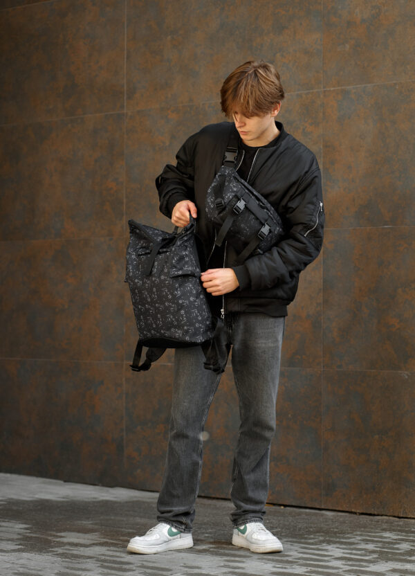 Мужской рюкзак роллтоп Sambag RollTop KZN черный принт