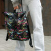 Женский рюкзак роллтоп Sambag RollTop KZN с черным принтом