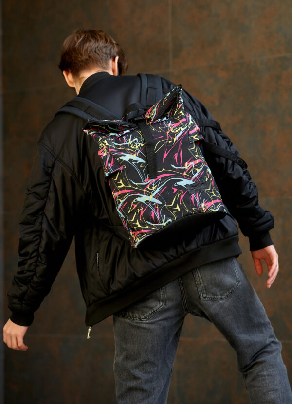 Рюкзак роллтоп чоловічий Sambag RollTop KZN чорний принт