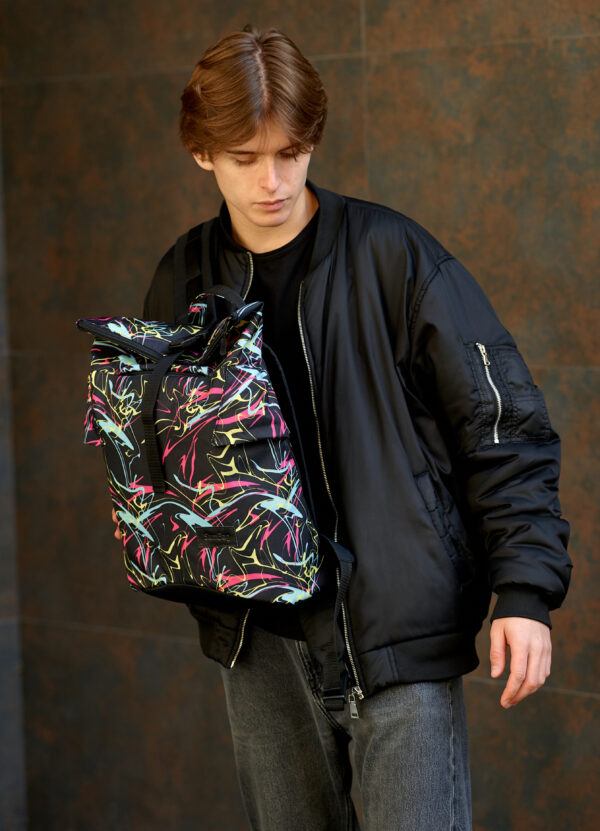Рюкзак роллтоп чоловічий Sambag RollTop KZN чорний принт