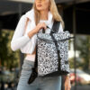 Рюкзак роллтоп жіночий Sambag RollTop KZN принт білий з чорним