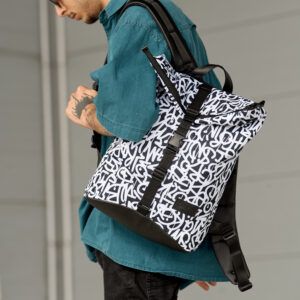 Мужской рюкзак роллтоп Sambag RollTop KZN черный с принтом