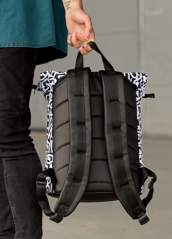 Рюкзак роллтоп чоловічий Sambag RollTop KZN чорний з принтом