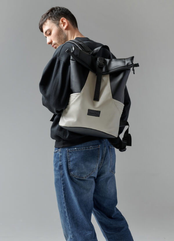 Рюкзак роллтоп чоловічий Sambag RollTop X чорний із сірим