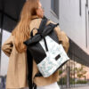 Женский рюкзак роллтоп Sambag RollTop X черно-белый с принтом