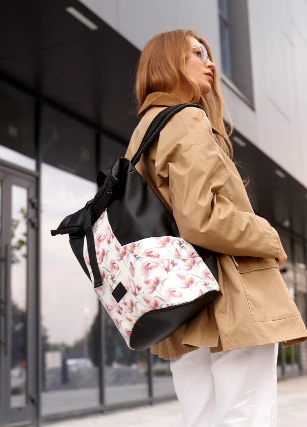 Женский рюкзак роллтоп Sambag RollTop X с принтом черный