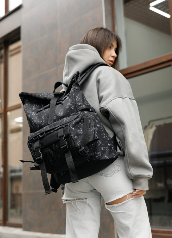 Женский рюкзак роллтоп Sambag RollTop Double черный принт