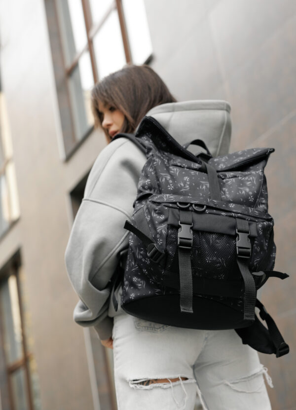 Женский рюкзак роллтоп Sambag RollTop Double черный принт