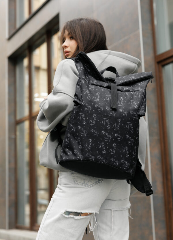 Женский рюкзак роллтоп Sambag RollTop Double черный принт
