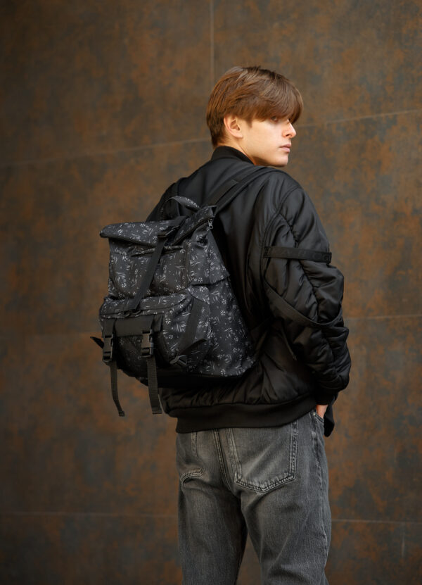 Мужской рюкзак роллтоп Sambag RollTop Double черный принт