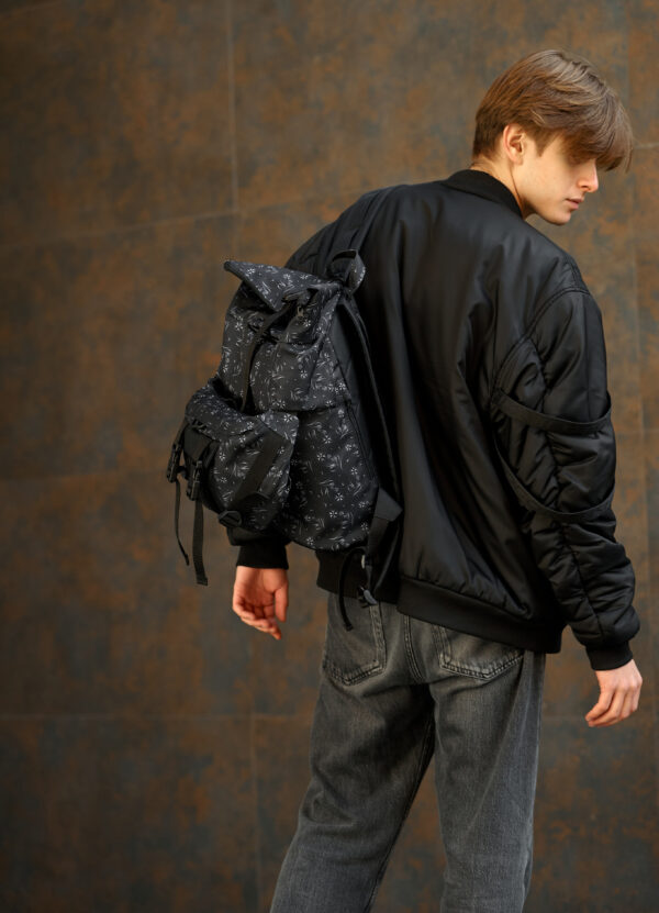 Мужской рюкзак роллтоп Sambag RollTop Double черный принт