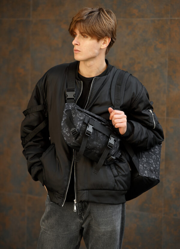 Мужской рюкзак роллтоп Sambag RollTop Double черный принт