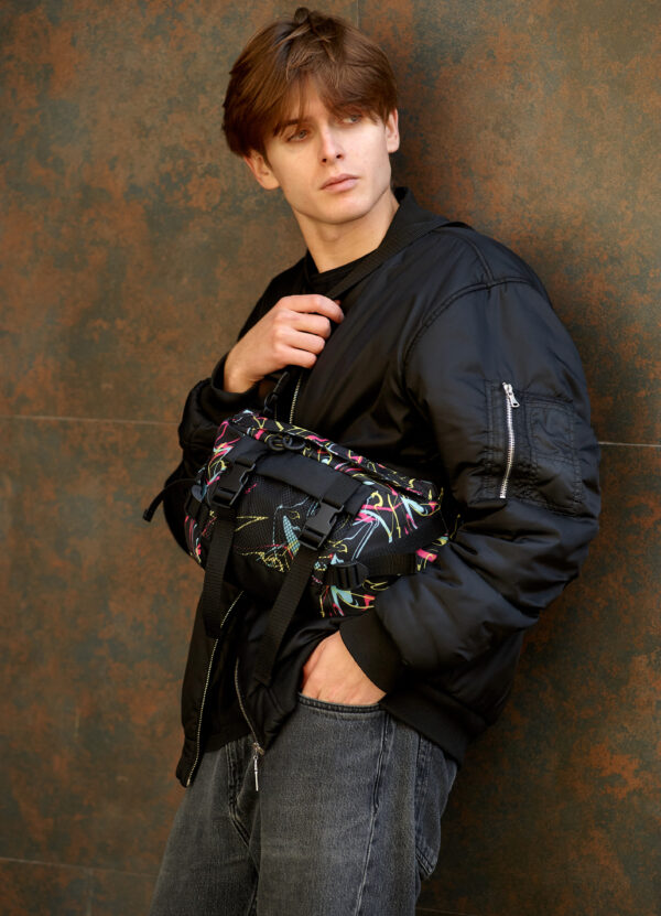 Мужской рюкзак роллтоп Sambag RollTop Double черный с принтом