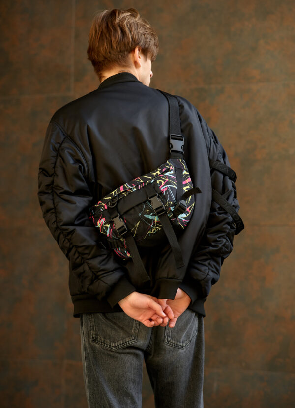 Мужской рюкзак роллтоп Sambag RollTop Double черный с принтом