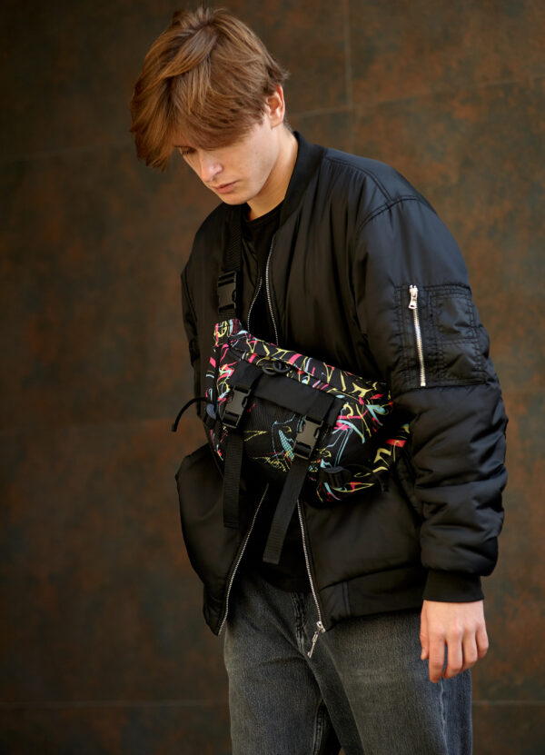 Мужской рюкзак роллтоп Sambag RollTop Double черный с принтом